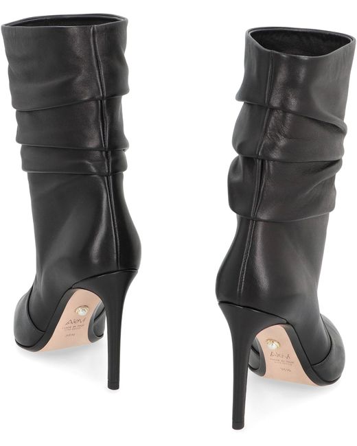 ALEVI Black Calipso Leather Ankle Boots