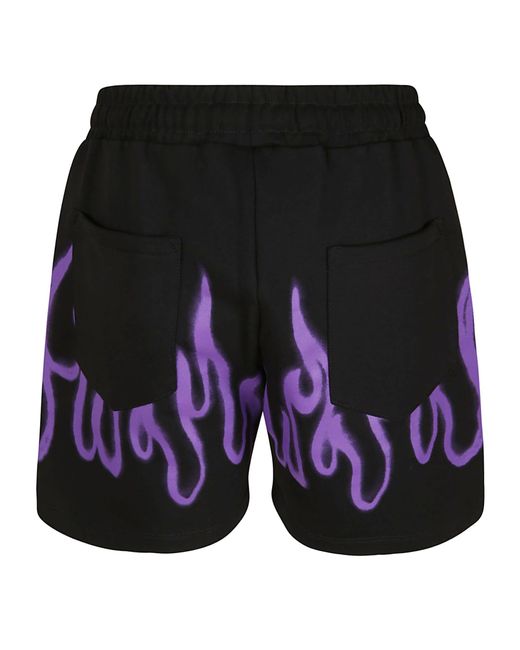 Cotton Bermuda Flame Shorts in Black 