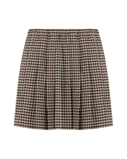 Moncler Brown Mini Skirt Mixed Cotton Polyester