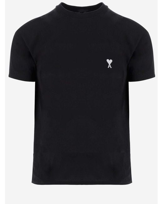 AMI Black Cotton T-Shirt T-Shirts & Jerseys