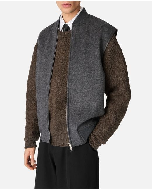 Bottega Veneta Gray Double Face Wool Gilet for men