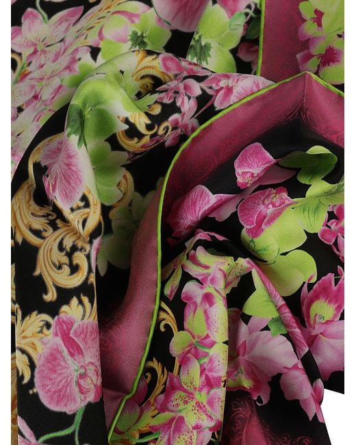 Versace Pink Allover Floral Printed Scarf