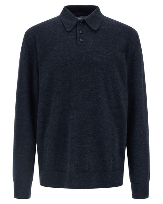 Maison Margiela Blue Suede Patch Polo Shirt for men