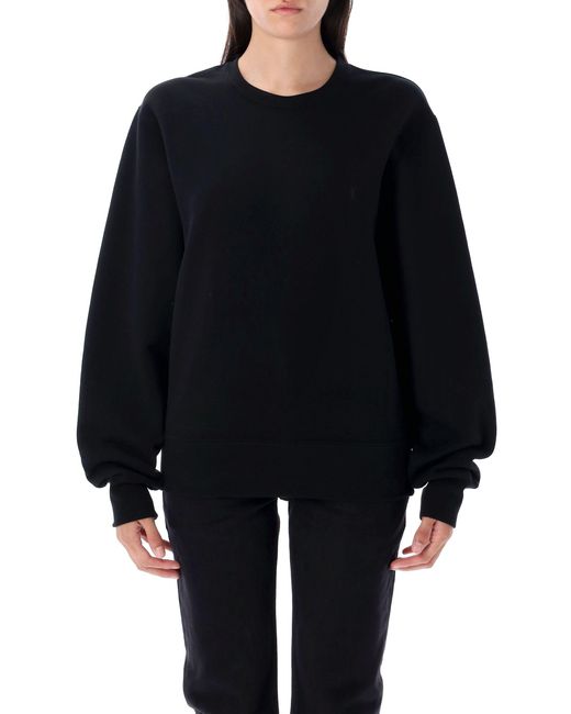 Saint Laurent Black Certified Cotton Sweatshirt With Cassandre Embroidery