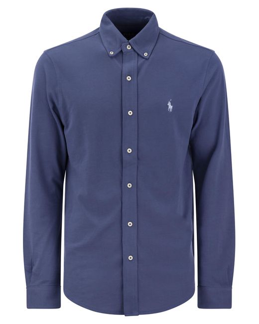 Polo Ralph Lauren Blue Ultralight Pique Shirt for men