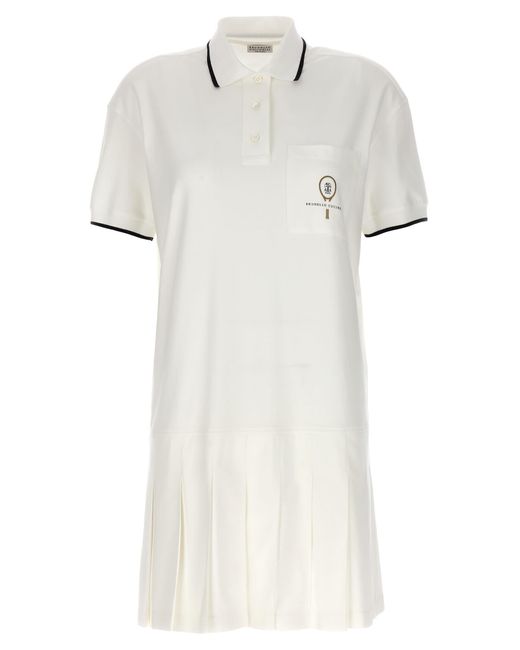 Brunello Cucinelli White Logo Polo Dress
