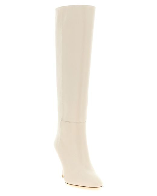 Stuart Weitzman White Lamb Leather Over The Knee Shoe