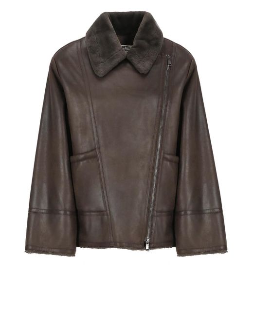 Betta Corradi Brown Synth Leather Jacket