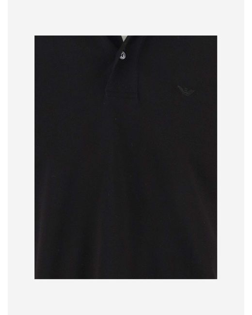 Emporio Armani Black Cotton Polo Shirt With Logo for men