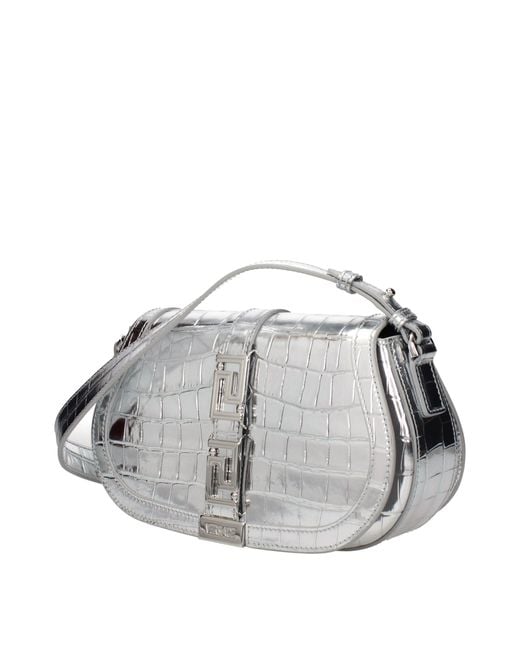 Versace Gray Leather Shoulder Bag