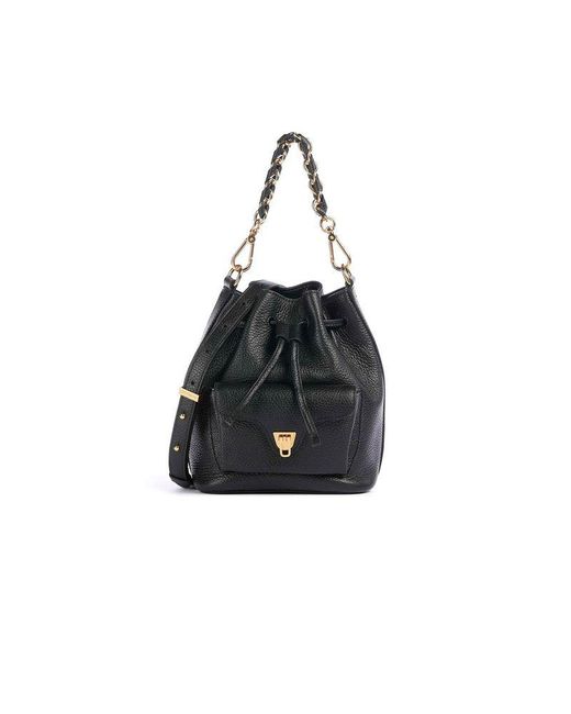 Coccinelle Black Bucket Bag Genuine Leather Bucket-Bags