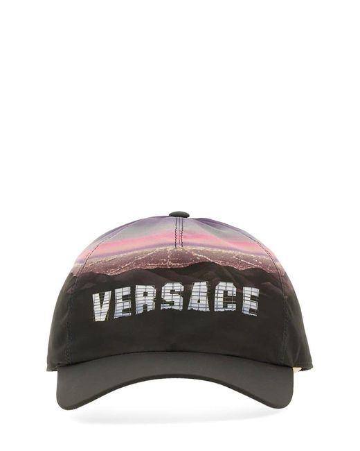 Versace Gray Baseball Hat With Logo for men