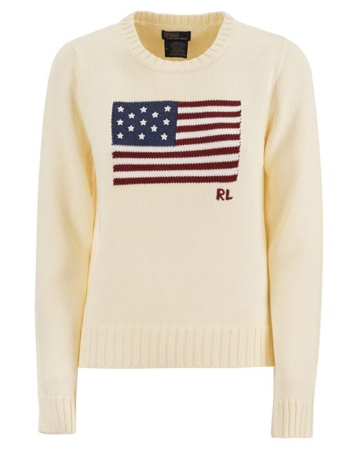 Polo Ralph Lauren Natural Cotton Jersey With Flag