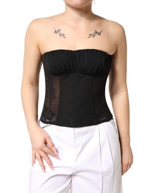 Dolce & Gabbana Silk Lace Bustier Corset Strapless Top 10+Pl+Se in