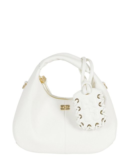Ganni White Hobo Mini Grained Hobo Mini Grained