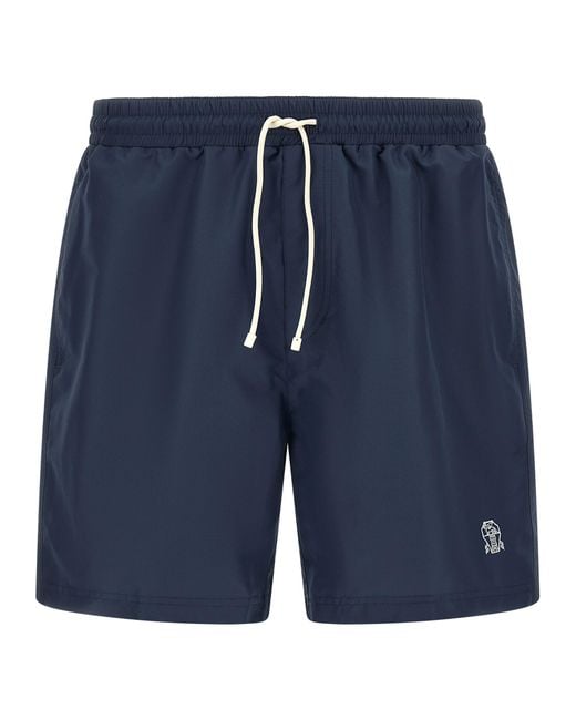 Brunello Cucinelli Blue Polyester Swim Shorts for men