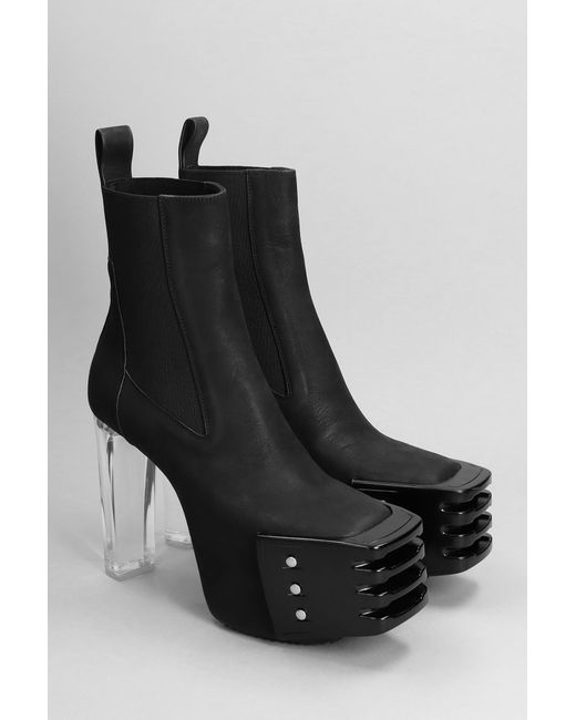 Rick Owens Grilled Platforms 65 High Heels Ankle Boots In Black Leather ...