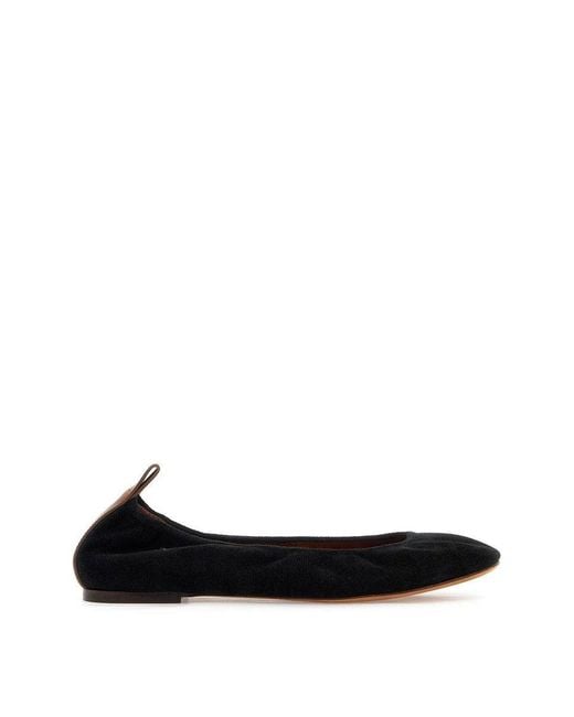 Lanvin Black Suede Ballet Flats For