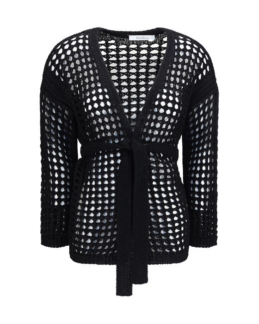 Max Mara Pure Black Knitted Cardigan Cotton