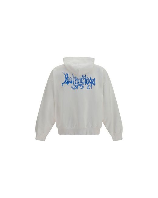 Balenciaga Gray White Cotton Sweatshirt for men