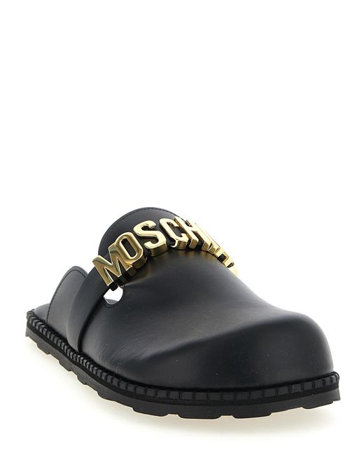 Moschino Black Leather Sabots for men