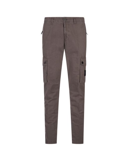 Stone Island Gray Dove Cargo Trousers With Old Effect for men