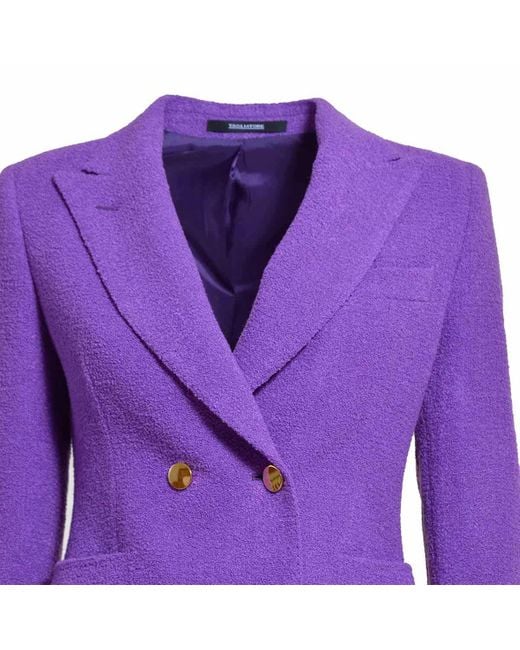 Tagliatore Purple Bouclé Wool Double-breasted Blazer