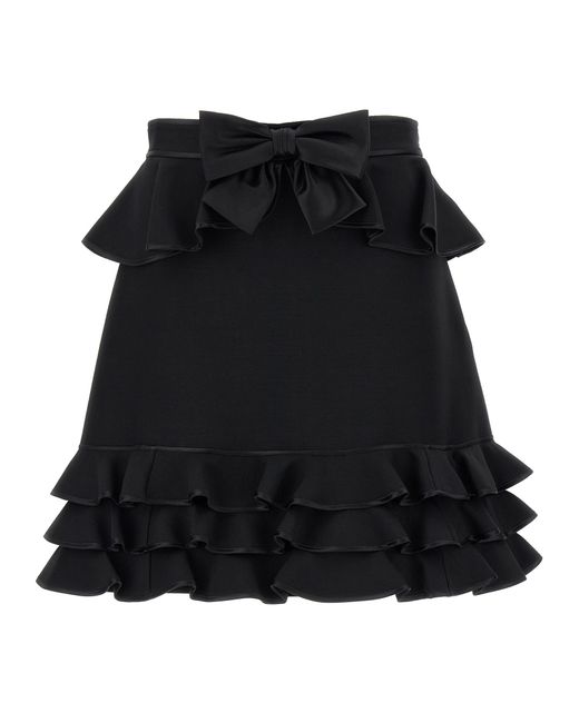 Valentino Garavani Black Crepe Couture Skirt Virgin Wool Silk