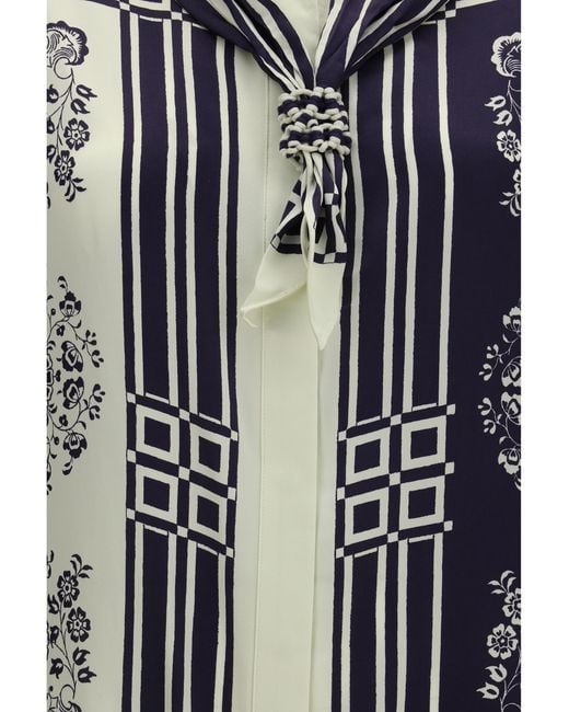 ALÉMAIS Blue Silk Shirt Banderra With Scarf