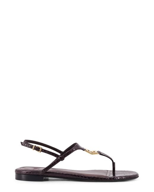Fendi Natural Fold Leather Sandals With Reptile Effect
