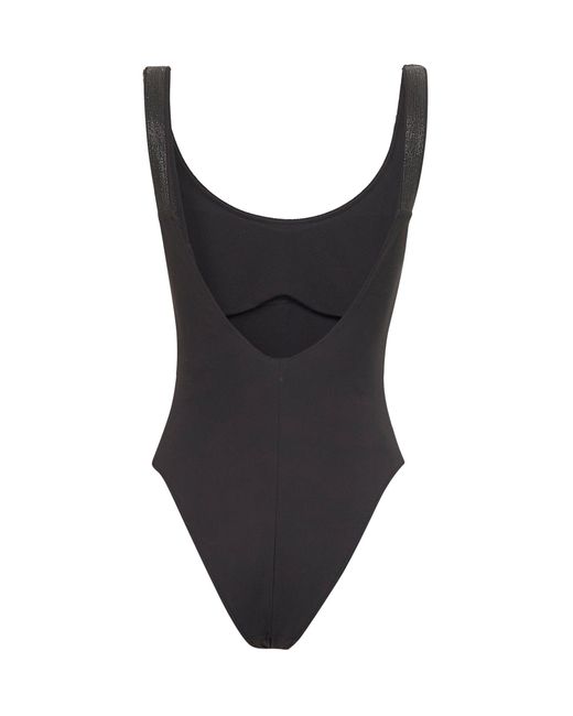 Brunello Cucinelli Black Techno Jersey Precious Details One-Piece Swimsuit