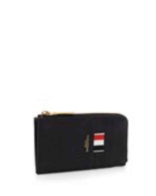 Thom Browne Black Grained Leather Zipped Wallet for men