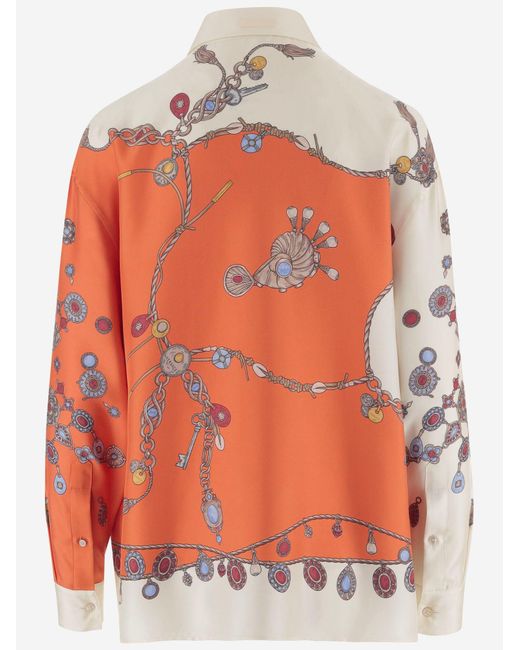 Versace Orange Shirt, Printed Silk