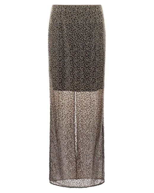 ROTATE BIRGER CHRISTENSEN Gray Beaded Maxi Skirt