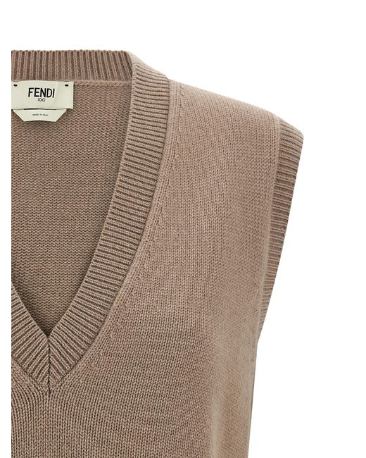 Fendi Brown Cashmere Vest Gilet