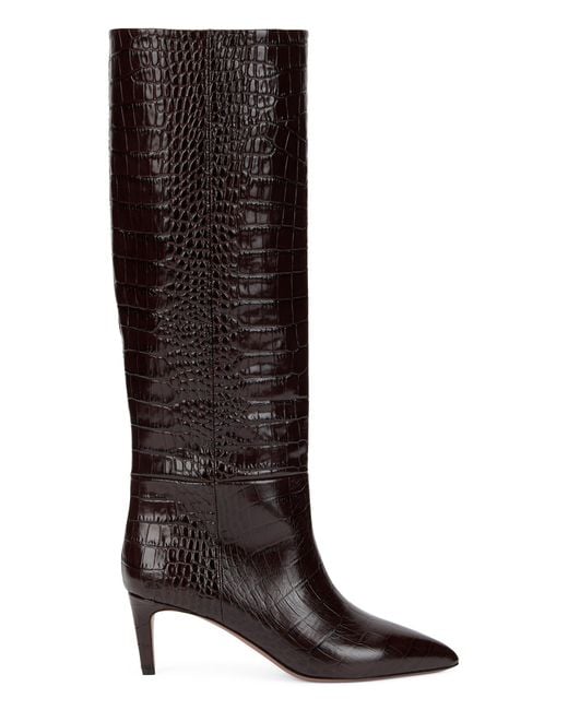 Paris Texas Brown Tall Leather Boot, Calfskin