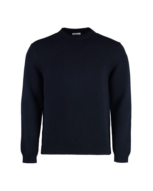 Malo Blue Virgin Wool Crew-Neck Sweater for men