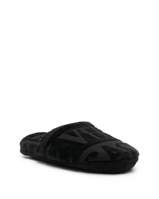 Versace Black Bath Slippers Ecoleather Cotton