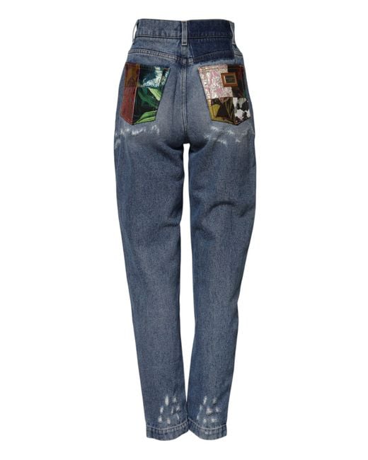 Dolce & Gabbana Blue Tattered High Waist Denim Jeans for men
