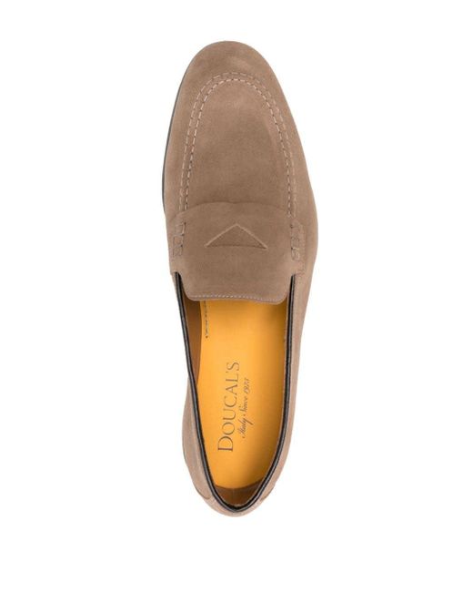 Doucal's Brown Dark Suede Penny Loafers for men