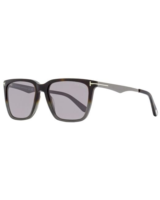 Tom Ford Black Rectangular Sunglasses Tf862 Garrett 56C Havana--Gunmetal 56Mm Ft0862 Plastic (Acetate)/Metal