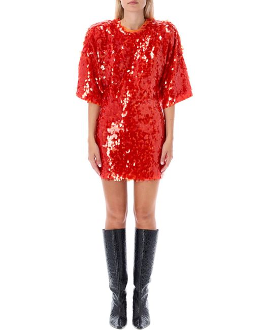 ROTATE BIRGER CHRISTENSEN Synthetic Jasy Sequin Mini Dress in Red ...