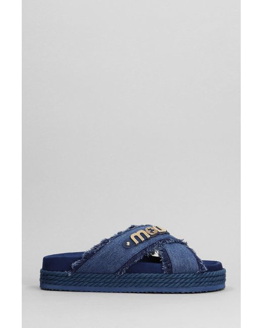 Mou Blue Crisscross Slipper-Mule