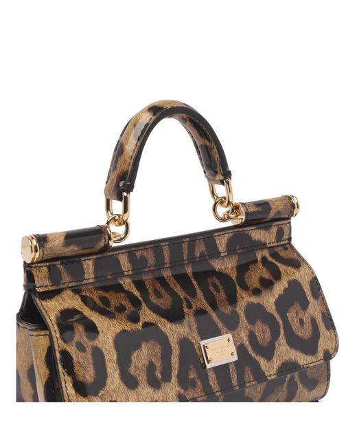 Dolce Gabbana Small Sicily Bag In Shiny Leopard Print Leather in Brown Lyst