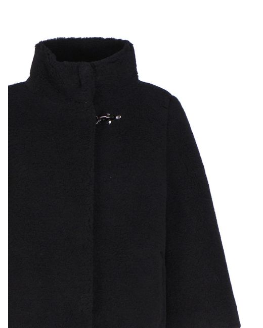 Fay Black Cape With Wide High Neck And Hook