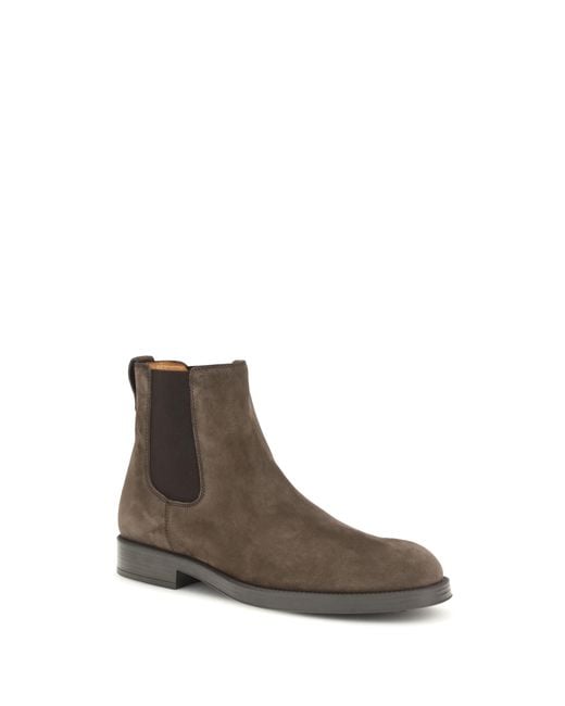 Tod's Brown Suede Chelsea Boots Calf Leather Bos Taurus for men