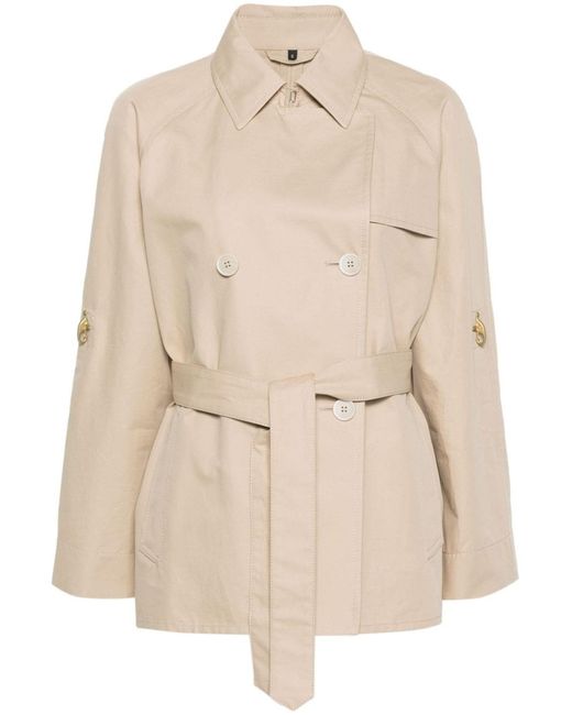 Fay Natural Double-Breasted Short Trench Coat