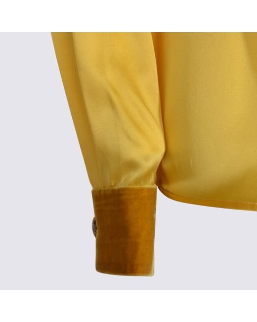 Roberto Cavalli Yellow Silk Shirt