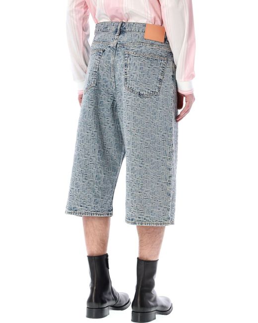 Acne Gray Monogram Denim Shorts for men