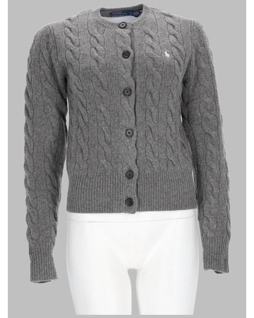 Polo Ralph Lauren Gray Cable-Knit Wool & Cashmere Cardigan Jumpers